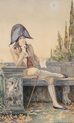 Самокиш-Судковская Е. П.[по подписи] В раздумьях. Начало XX века. Бумага, карандаш, акварель. 