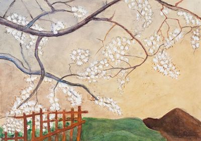 Ротач А. Л. Цветущая ветка. 1943. Бумага, гуашь, акварель, белила. Размер листа 22,5х31 см. Хоро 