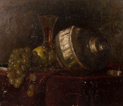 Клевер Ю. Ю. (сын) Натюрморт с ракушкой. 1926. Картон, масло. Размер 32,5х37,5 см. Условно 