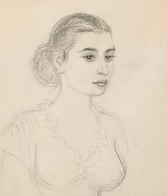 Лебедев В. В. [приписывается] Женский портрет. Первая половина XX века. Бумага, карандаш. 
