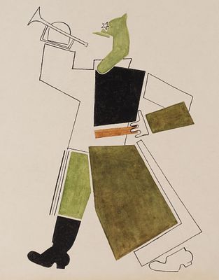 [В стиле 1920-1930-х] Н/х. Будёновец. Вторая половина XX века. Картон, тушь, акварель. Размер 