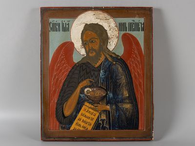 Икона старообрядческая, деисусного чина. Иоанн Предтеча Ангел Пустыни. Вт. четверть XIX в. 