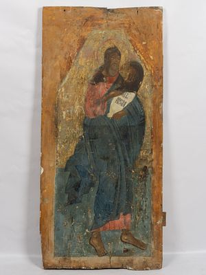 Икона храмовая праотеческого чина. Праотец Яфет. Центральная Россия, рубеж XVII-XVIII в. Дерево 