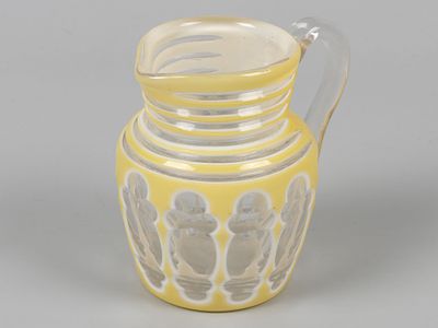 Молочник. Рубеж XIX - ХХ в. Тройное стекло, гутная работа, грань. Высота 9,5 см. Трещина в 