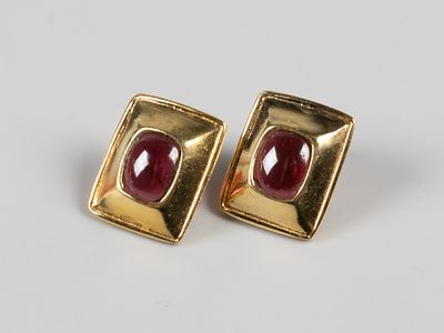 Серьги. Cleo. Рубины. 1992 Бел. металл, золочение. Общий вес 5 гр. Размер 15х12 мм. Клейма. 