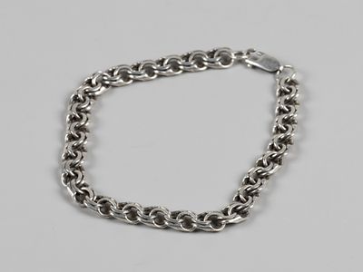 Мужской браслет. Плетение бисмарк. 2000-е Бел. металл. Вес 17 гр. Длина 22 см. Клеймо 925 пр. 