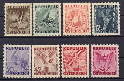 Почтовые марки Австрии. 1946 г. Мих. №776-783. Негашеные. Состояние **.