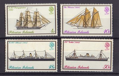 Почтовые марки острова Питкерн. Корабли. 1975 г. Мих. №147-150. Негашеные. Состояние **.