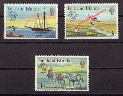 Почтовые марки Фальклендских островов. Парусник. 1979 г. Мих. №292-294. Негашеные. Состояние **.