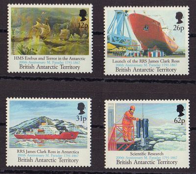 Почтовые марки Британских Антарктических Территорий. Корабли. 1991 г. Мих. №185-188. Негашеные. 