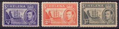Почтовые марки острова Св. Елены. Парусники. 1938 г. Набор из 3-х марок. Мих. №97, 101 и 103. 
