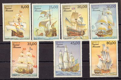Почтовые марки Гвинеи Биссау. Парусники. 1985 г. Мих. №872-878. Негашеные. Состояние **.