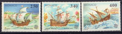 Почтовые марки Монако. Парусники. 1992 г. Мих. №2070-2072. Негашеные. Состояние **.