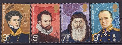 Почтовые марки Великобритании. Полярные исследователи. 1972 г. Мих. №590-593. Негашеные. 