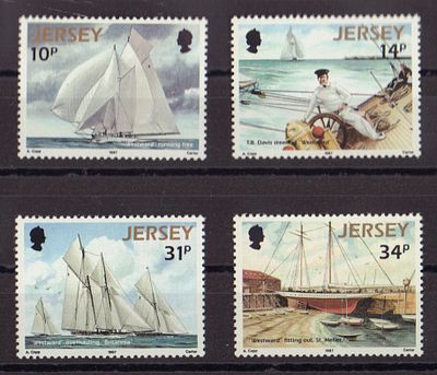 Почтовые марки острова Джерси. Парусники. 1987 г. Мих. №396-399. Негашеные. Состояние **.