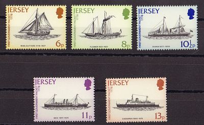 Почтовые марки острова Джерси. Корабли. 1978 г. Мих. №187-191. Негашеные. Состояние **.