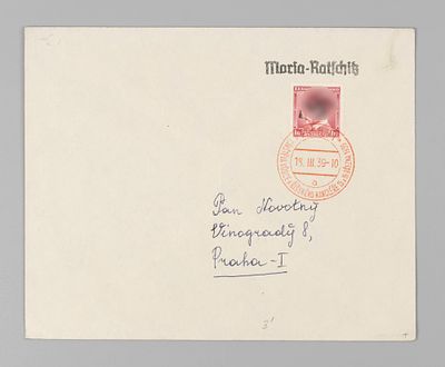 III Рейх. Оккупация Чехословакии. Конверт 1939 Почта. Размер 12.5х15.5 см. Прошел почту. 