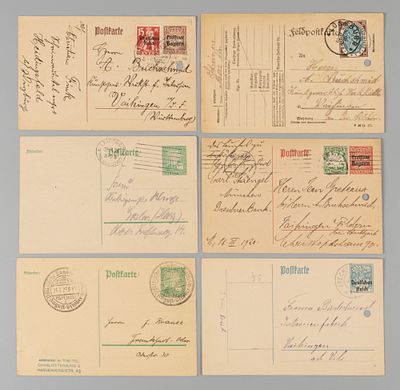 Германия и Земли. Почтовая карточка. 6 шт. 1920-е Почта. Открыточный формат. Почтовые карточки 