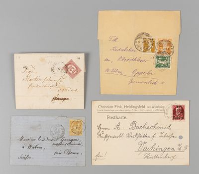 Разные страны. 4 почтовых отправления. Рубеж XIX-XX вв. Почта. Два конверта. Сложенное письмо. 