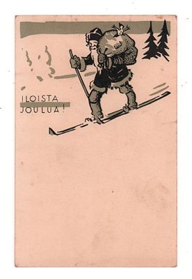 Финская новогодняя поздравительная открытка периода II Мировой войны. Открыточный формат. 