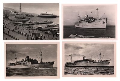 Морские пассажирские суда СССР. Набор из 4-х послевоенных фотооткрыток. Разные издательства. 