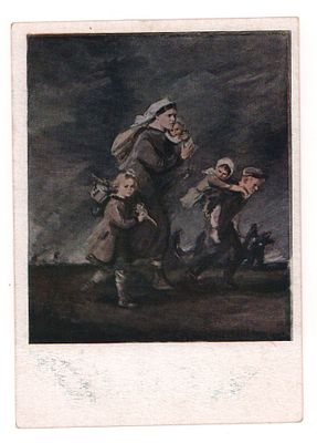 Худ. К.И. Рудаков. От немцев. Блокадная открытка. Гдалин 634. "Искусство" №2694. Ленинград 1944 