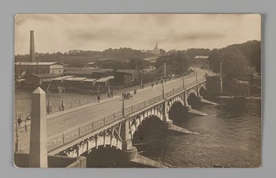 Эстония. Нарва. Мост с видом на Ивангород. Фотографическая открытка. Начало ХХ в. Открыточный 