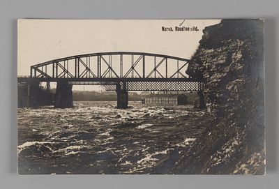 Эстония. Нарва. ЖД мост через реку. Фотографическая открытка. 1924 Почта. Открыточный формат. 