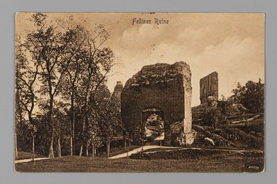 Эстония. Феллин (ныне Вильянди) Руины Открытка Начало ХХ в. Почта. Открыточный формат. Изд. 