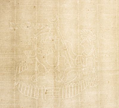 Лист бумаги верже с филигранью &laquo;Pro Patria&raquo;. XIX век. Бумага верже с филигранью &laquo;Pro Patria&raquo;. 