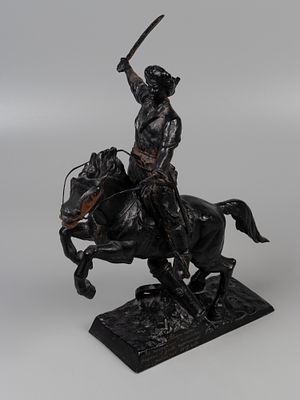 Скульптура Башкир Салават Юлаев на коне. 1970-е. Чугун, литье. Размер 32х30х12 см. Дарственная 