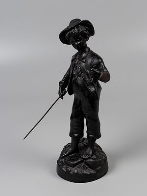 Статуэтка. Том Сойер (рыбачок). Куса, 1981 г. Чугун, литье. Высота 27 см. Клеймо на основании. 