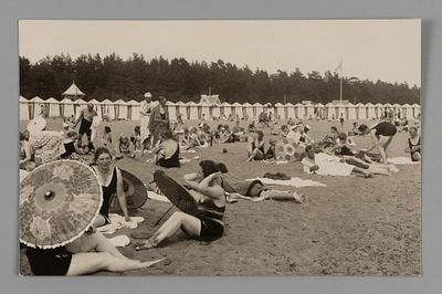 Финляндия. п. Териоки (ныне Зеленогорск) Пляж. Открытка 1929 Почта. Открыточный формат. Изд 