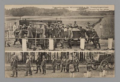 ПМВ. Русские военнопленные на работах. Открытка. Германия 1915 Почта. Открыточный формат. 