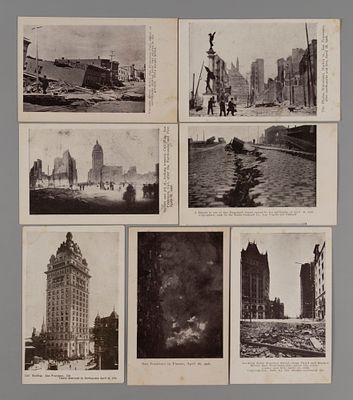 Землетрясение в Сан-Франциско в 1906 г. Набор из 7-и американских открыток. Начало ХХ в. Разные 