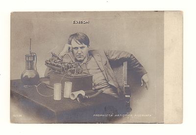 Эдисон. Итальянская фотооткрытка. Начало ХХ в. Открыточный формат. Имеются штамп и отметки 