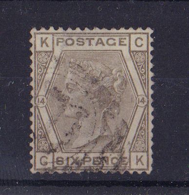 Почтовая марка Великобритании. 1874 г. Мих. №44. ВЗ 6. Гашеная.