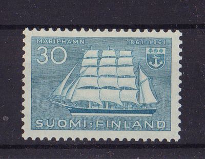Почтовая марка Финляндии. Парусник. 1961 г. Мих. №521. Негашеная. Состояние **.