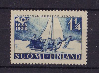 Почтовая марка Финляндии. Парусник. 1938 г. Мих. №214. Негашеная. Состояние (*).