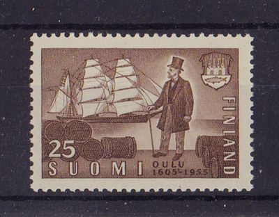 Почтовая марка Финляндии. Парусник. 1955 г. Мих. №442. Негашеная. Состояние **.