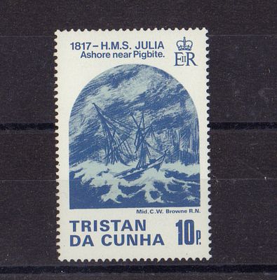 Почтовая марка Тристан да Кунья. Парусник. 1985 г. Мих. №381. Негашеная. Состояние **.