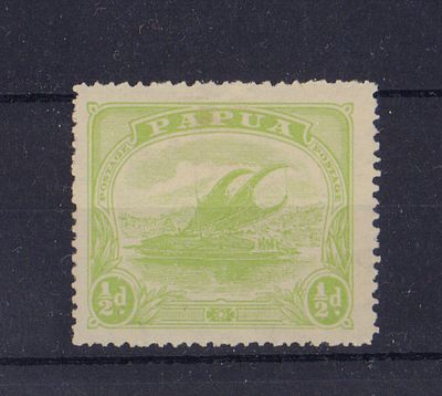 Почтовая марка Папуа. Парусник. 1911 г. Мих. №40А. ВЗ 3. Негашеная. Состояние *.