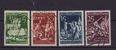 Почтовые марки Данцига. Война. 1939 г. Мих. №302-305. Гашеные.