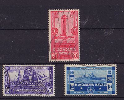 Почтовые марки Италии. Корабли. Маяк. 1931 г. Мих. №369-371. Гашеные.