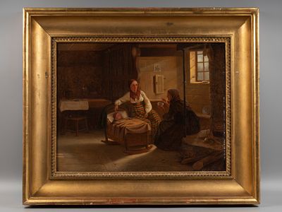 Н/х. Гадалка. Копия с картины А. Тидеманна. Середина XIX в. Холст, масло. Размер по раме 51х61,5 см.