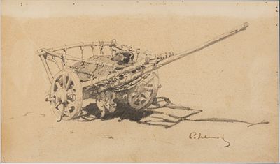 Иванов С. В. [по подписи] Телега. Конец XIX века. Бумага, карандаш. Размер в свету 13х21,5 см. 