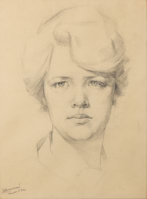 Жураковский В. П. Женский портрет. 1963. Бумага, карандаш. Размер по раме 40х30 см. Хорошее