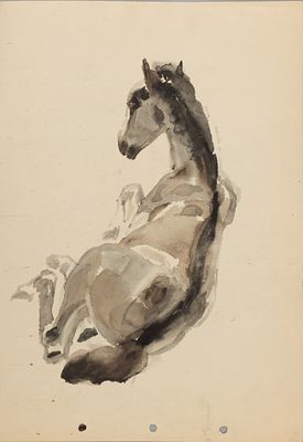 Капустина Т. П. Жеребёнок. 1960-1970-е гг. Бумага, акварель. Размер 29х20 см. Хорошее