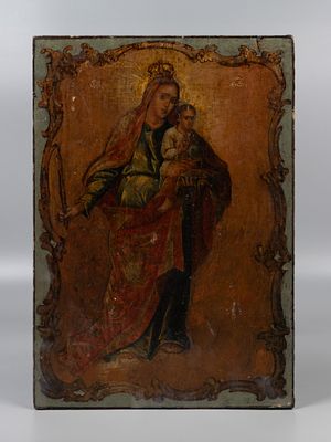 Икона. Что Тя наречем. Благодатное небо. Вт. пол. XVIII. Дерево, темпера. Размер 33х23 см. Одна
