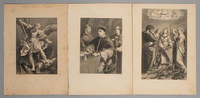 Пейн А. Г. (гравер) Три гравюры с картин Рафаэля "Экстаз святой Цецилии", "Портрет Папы Льва X 